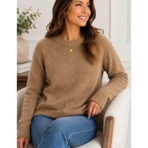 J.Crew 100% Wool Sweater Womens Large Brown Crewneck Pullover Classic Cozy